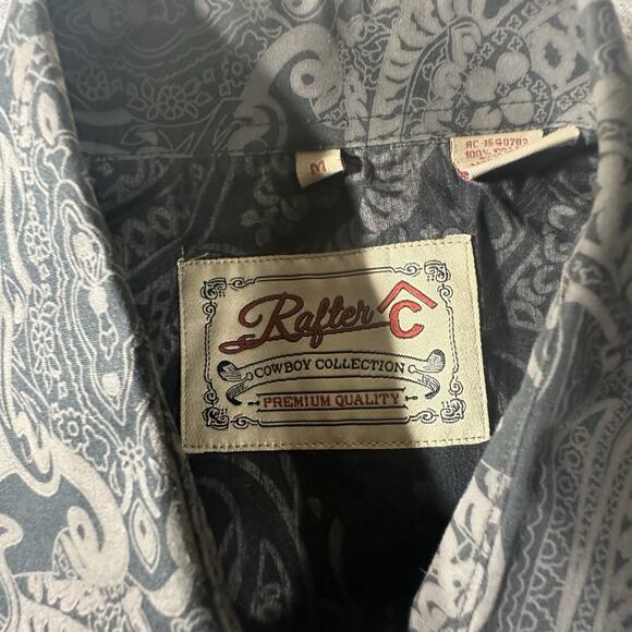 Rafter C Cowboy Collection Pattern Western Button Down Shirt - Picture 3 of 8